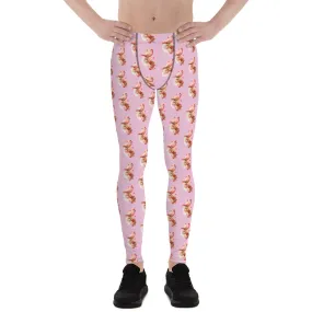 Flamingo Pink Men's Leggings, Cute Bird Print Athletic Tights Meggings-Made in USA/EU