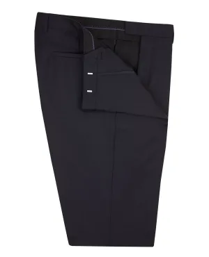 Flat Front Thornberry Semi-Plain Navy Trousers