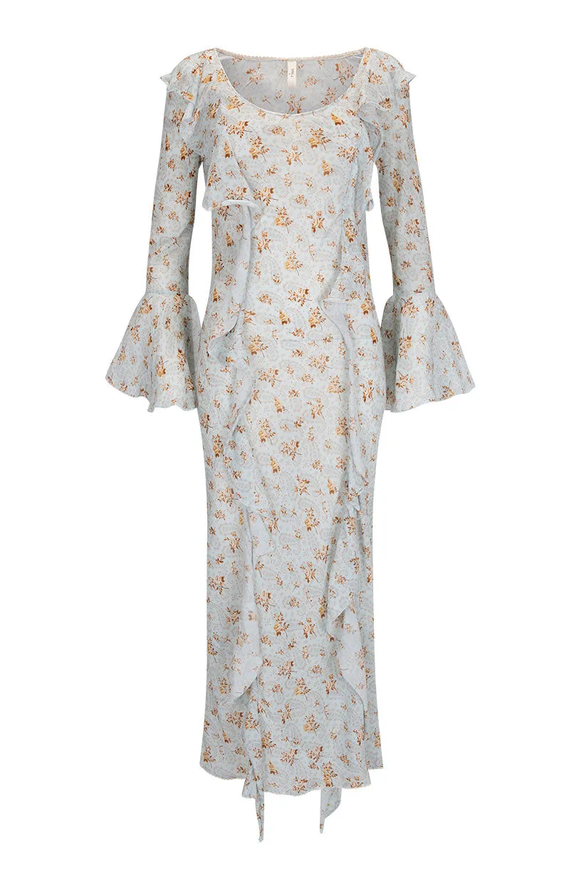 Fleur Frill Bias Maxi Dress