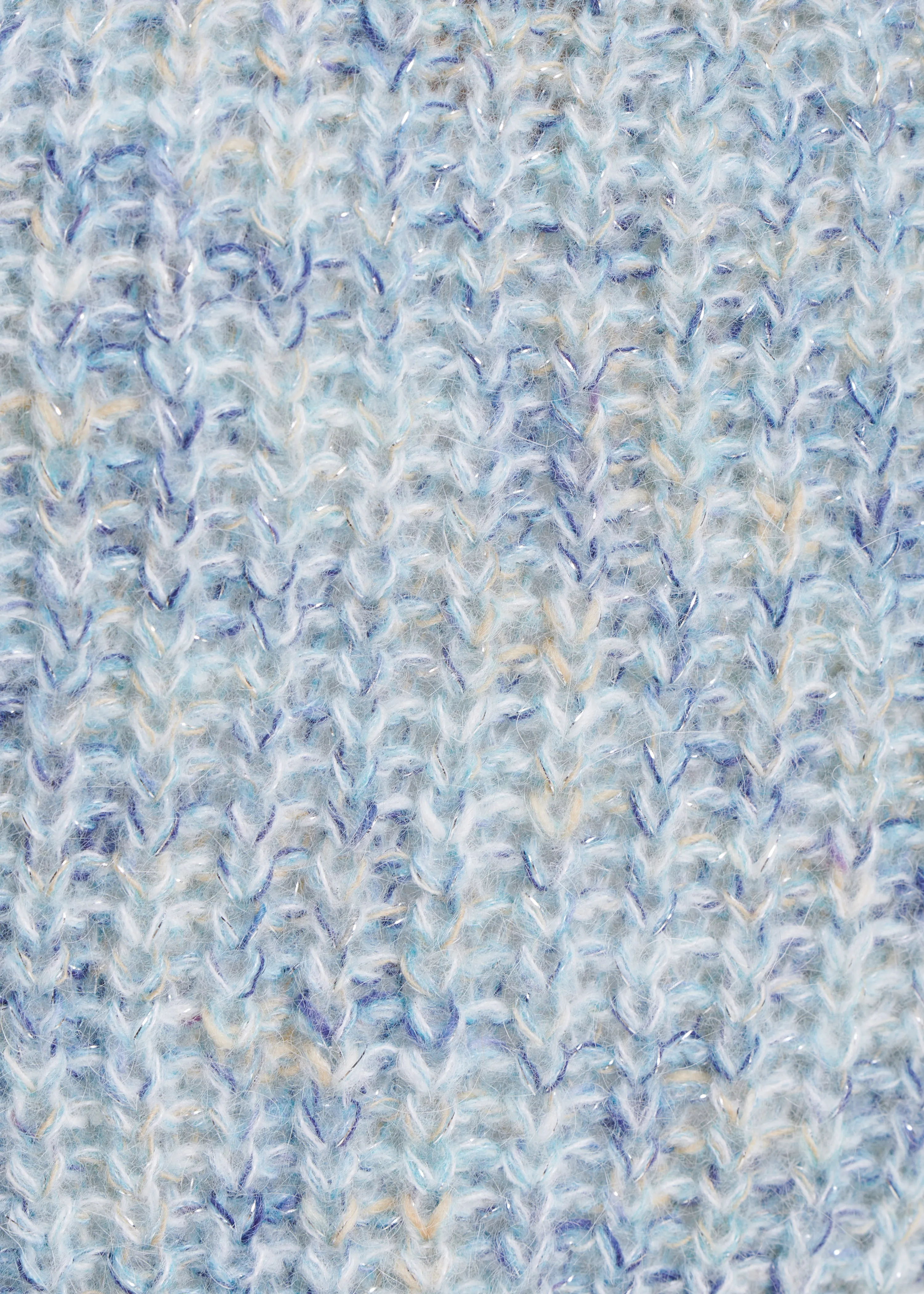 Gilet court bleu ciel grosse maille chinée