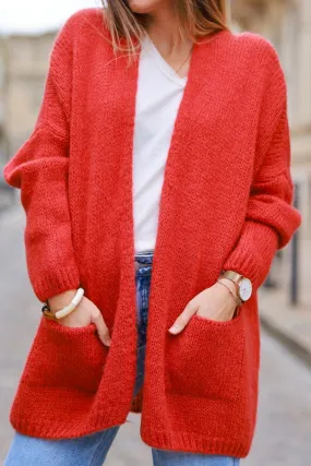 Gilet terracotta col enveloppant avec poches