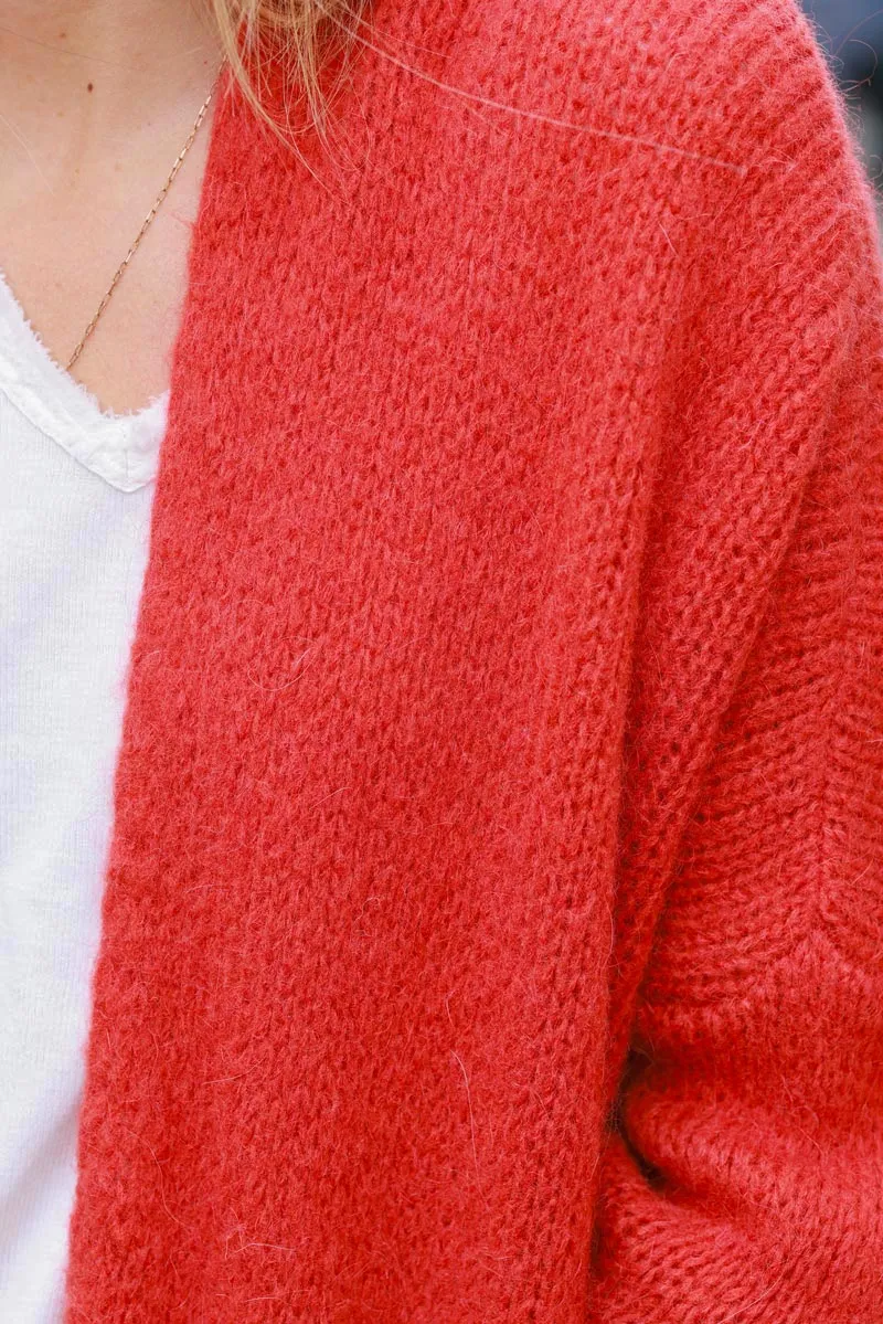 Gilet terracotta col enveloppant avec poches