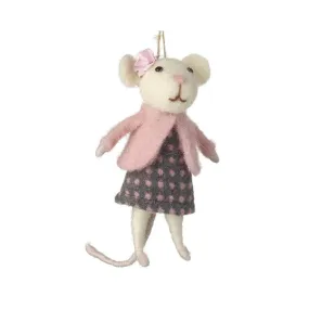 Hanging Lady Mouse Decoration with Pearl Detail