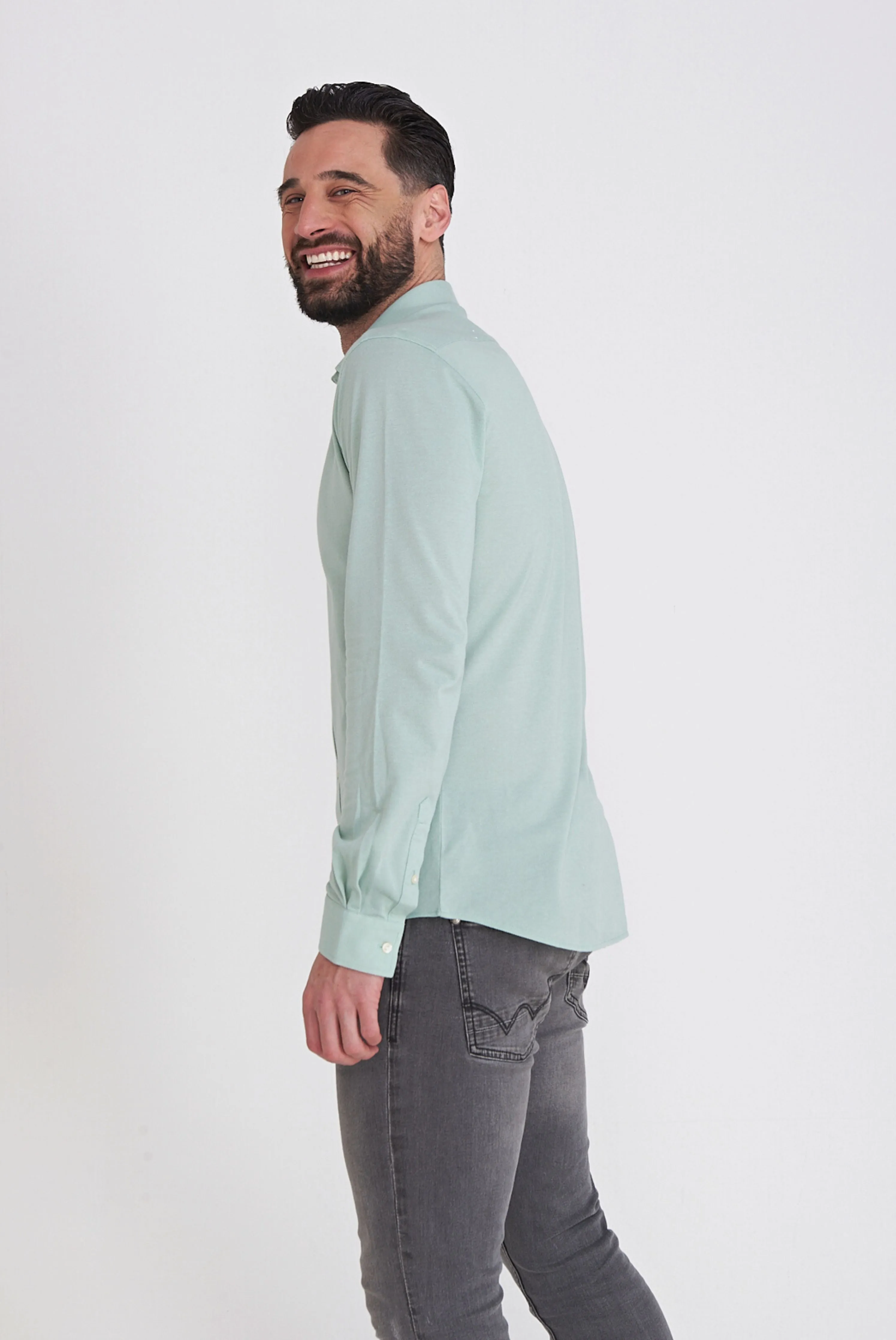 Harry Brown Pique Shirt in Light Green