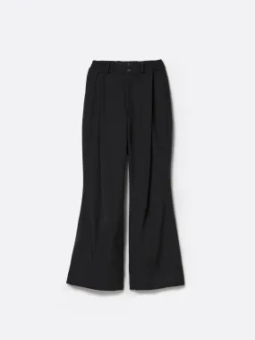 HEAVY WOOL GABARDINE FLARE EASY TROUSERS .12【BLACK】