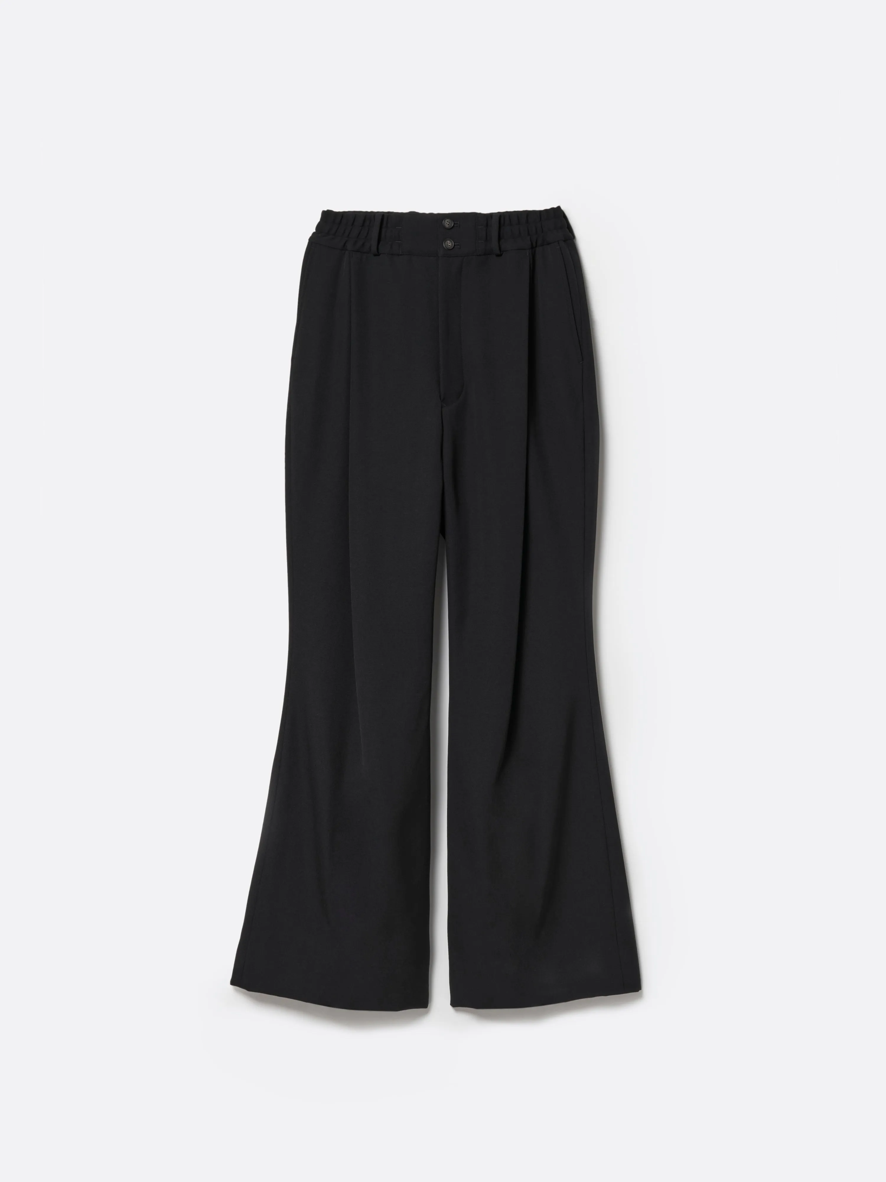 HEAVY WOOL GABARDINE FLARE EASY TROUSERS .12【BLACK】