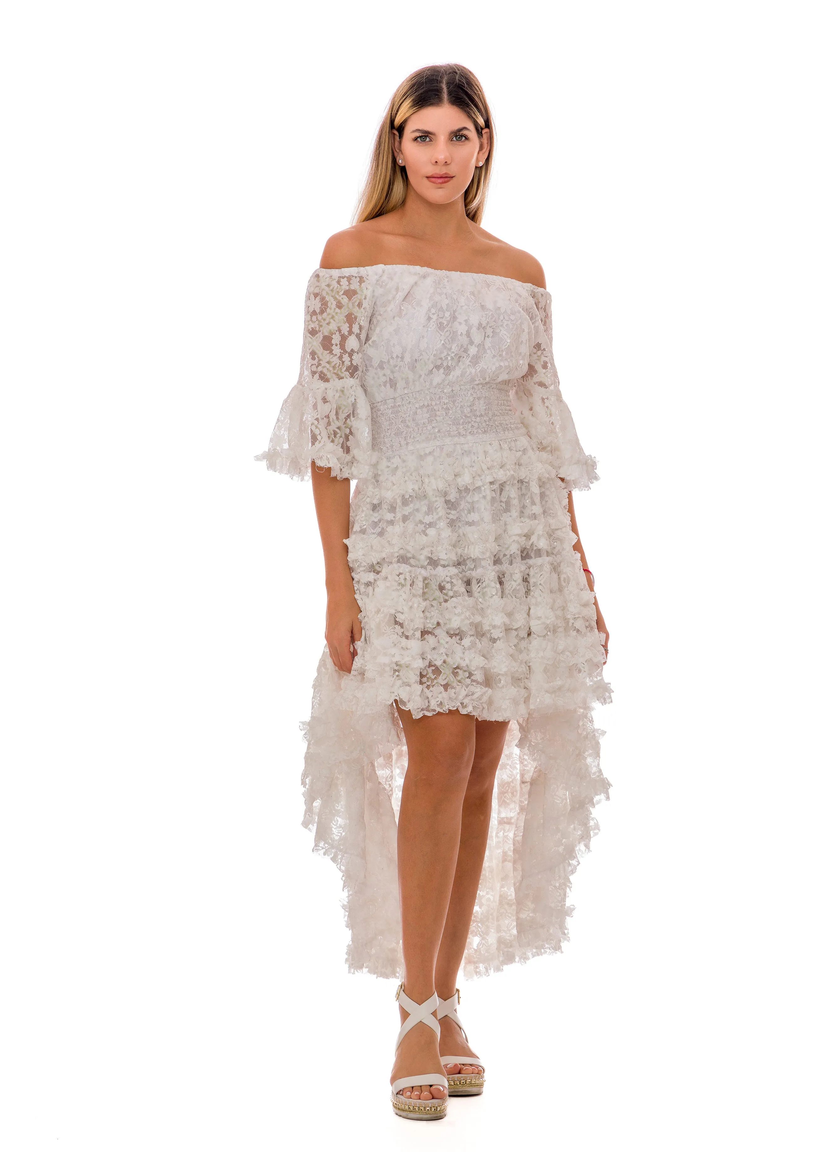 High low sheer lace dress
