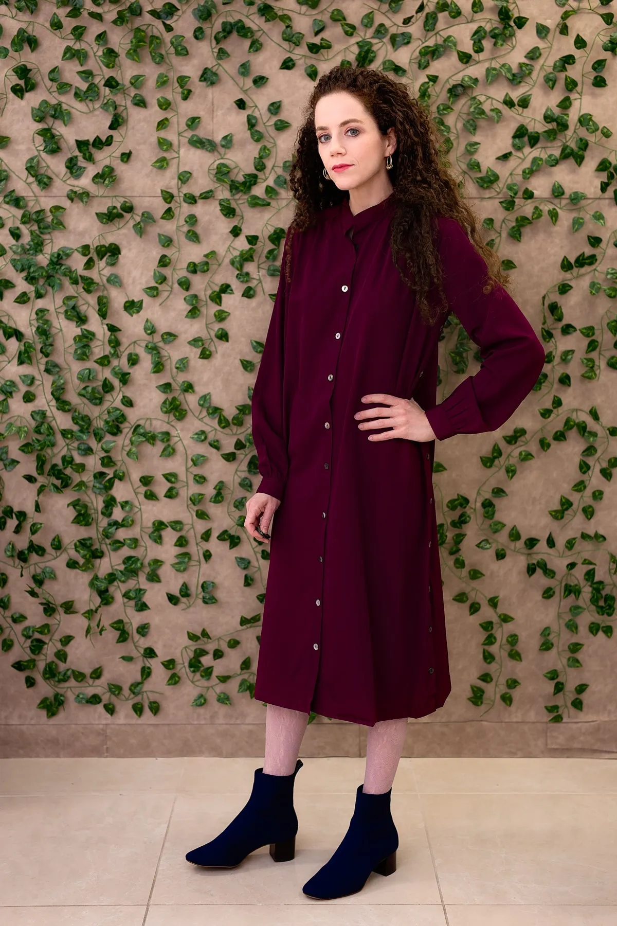 Hiro Dress (Midi) - Orchid Wine Crepe