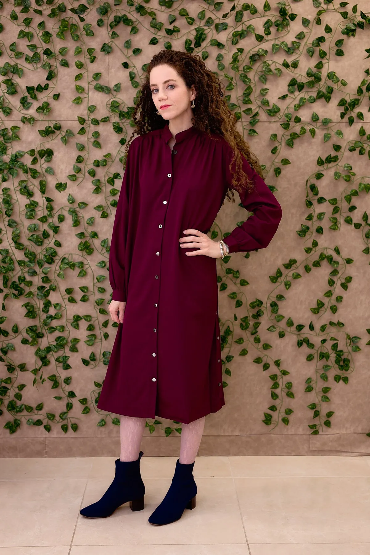 Hiro Dress (Midi) - Orchid Wine Crepe