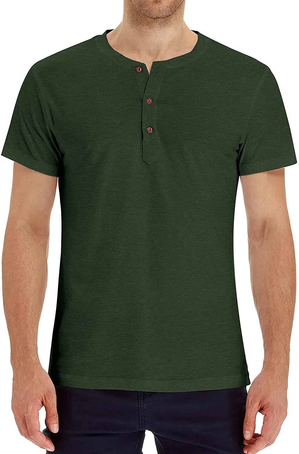 Hisir Club Mens Henley Long/Short Sleeve T-Shirt Cotton Casual Shirt