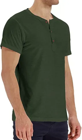 Hisir Club Mens Henley Long/Short Sleeve T-Shirt Cotton Casual Shirt
