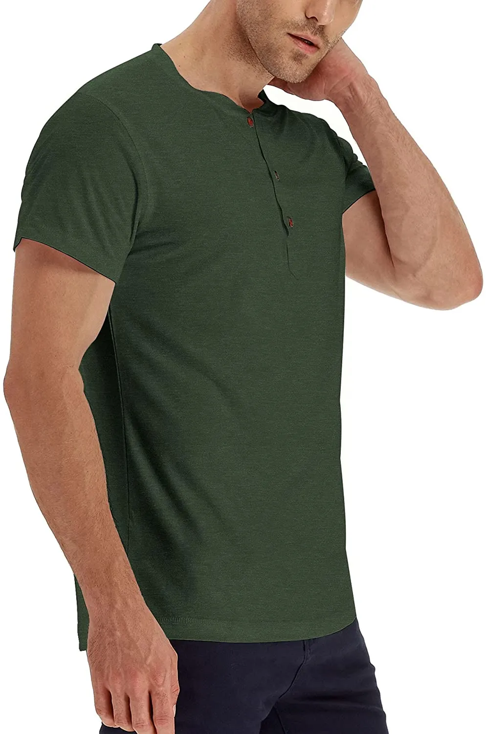 Hisir Club Mens Henley Long/Short Sleeve T-Shirt Cotton Casual Shirt