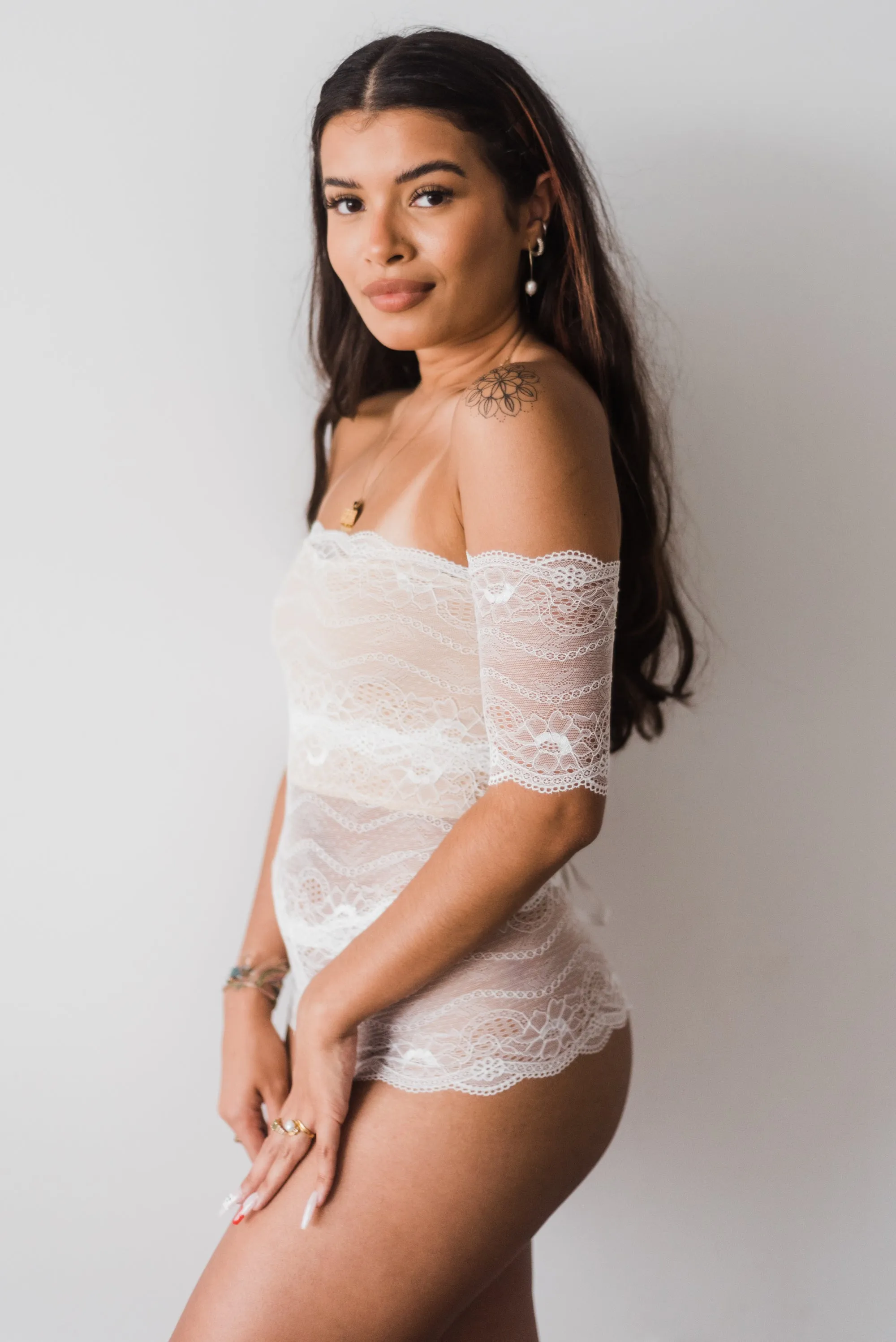 Isla Ivory Off The Shoulder Lace Bodysuit