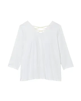 Isolde 3/4 Sleeve Lace Up Back Tee | Ivory
