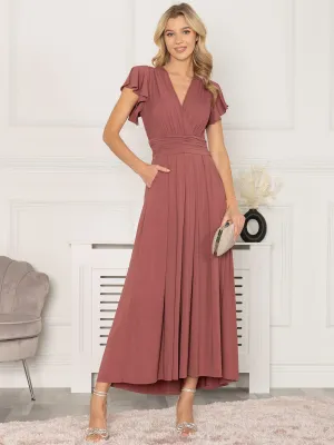 Jolie Moi Airene Cap Sleeve Maxi Dress, Cabernet Red