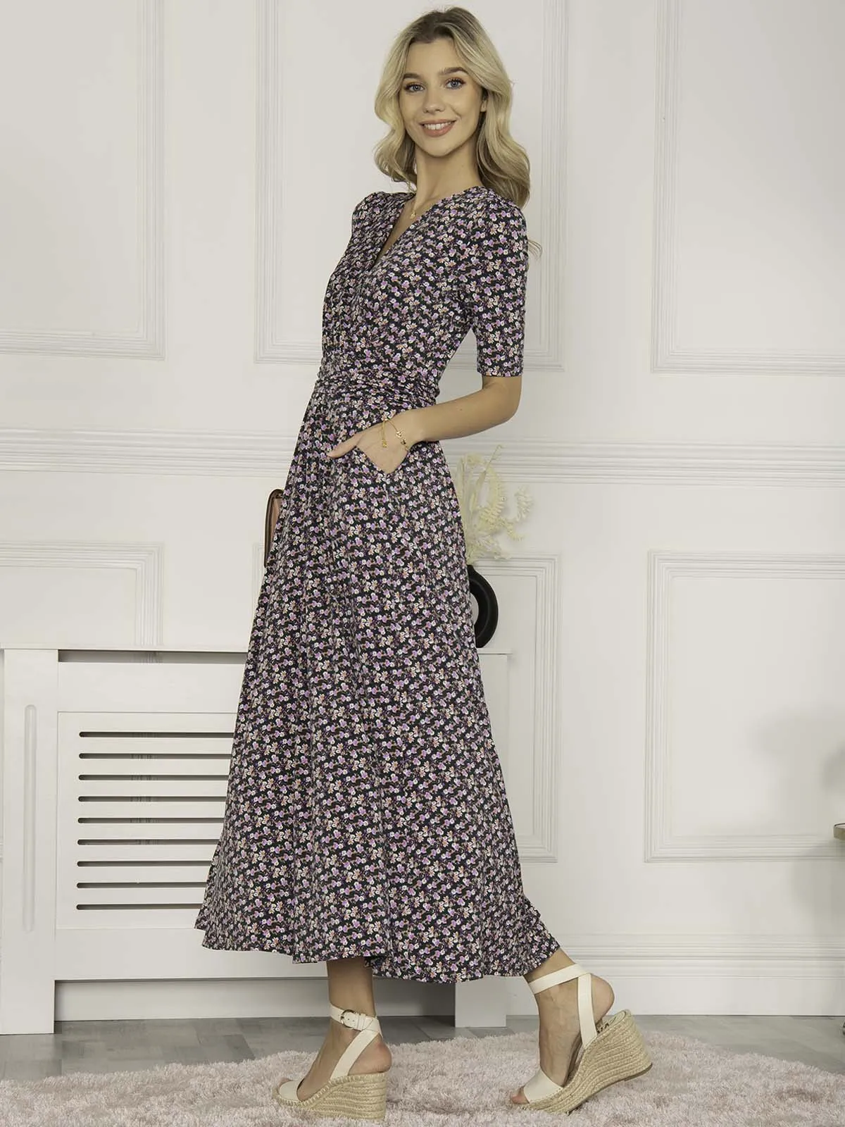 Jolie Moi Beatrice Jersey Maxi Dress, Green Floral