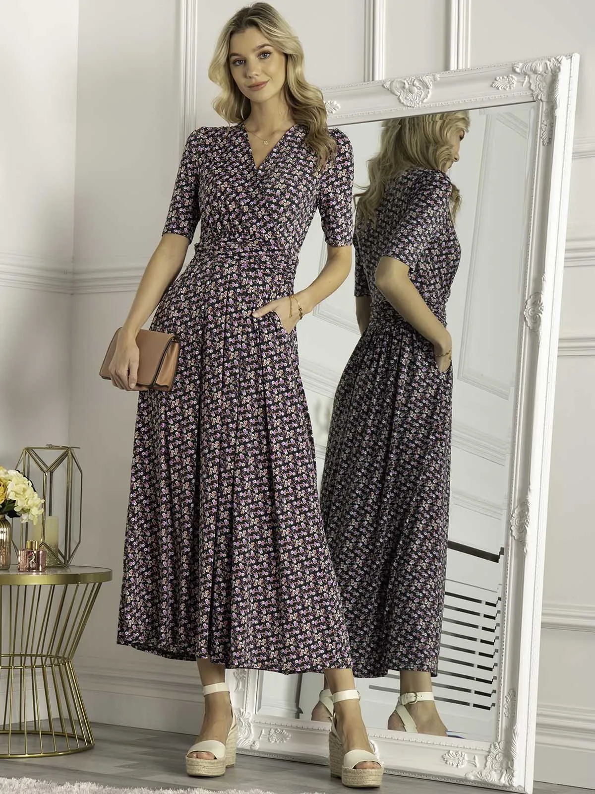 Jolie Moi Beatrice Jersey Maxi Dress, Green Floral