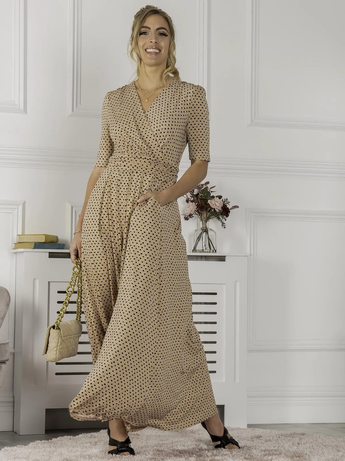 Jolie Moi Kendall Wrap Front Maxi Dress, Spot Multi