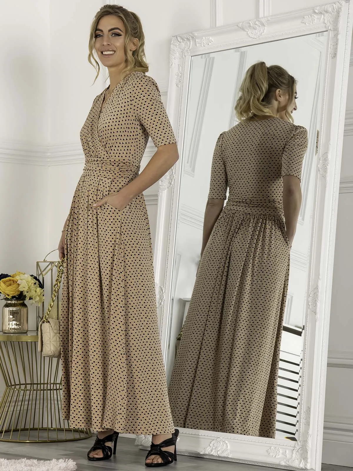 Jolie Moi Kendall Wrap Front Maxi Dress, Spot Multi