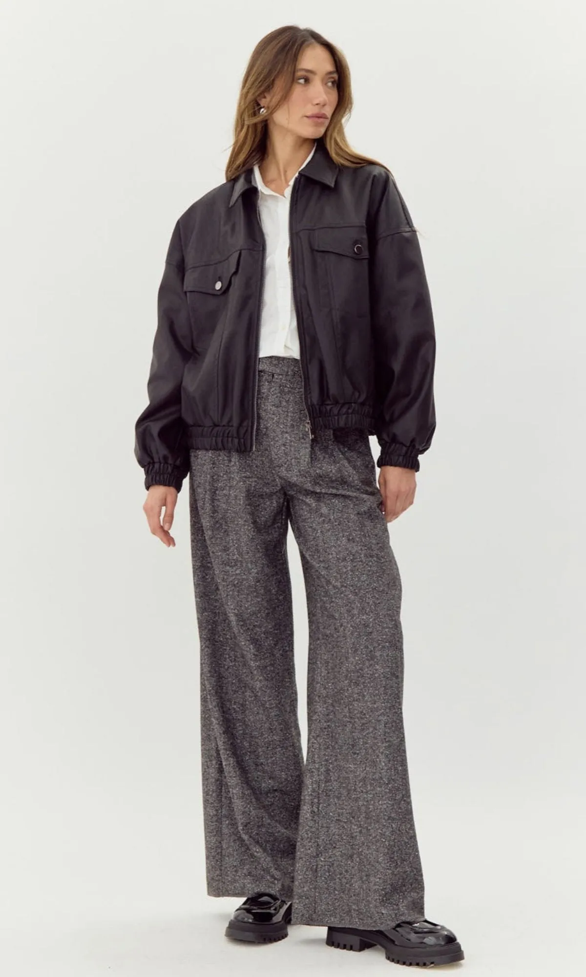 Kaia Vegan Leather Bomber Jacket