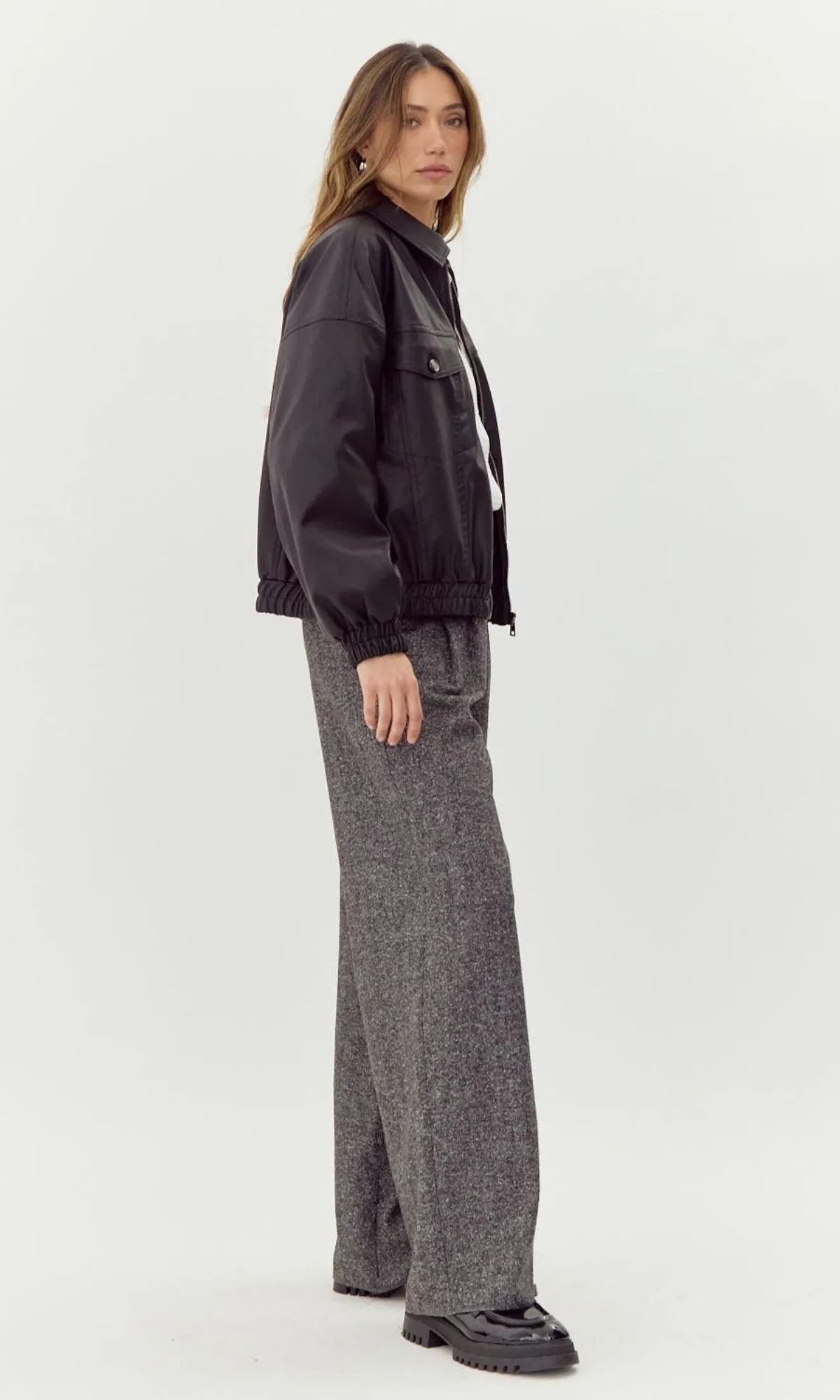 Kaia Vegan Leather Bomber Jacket