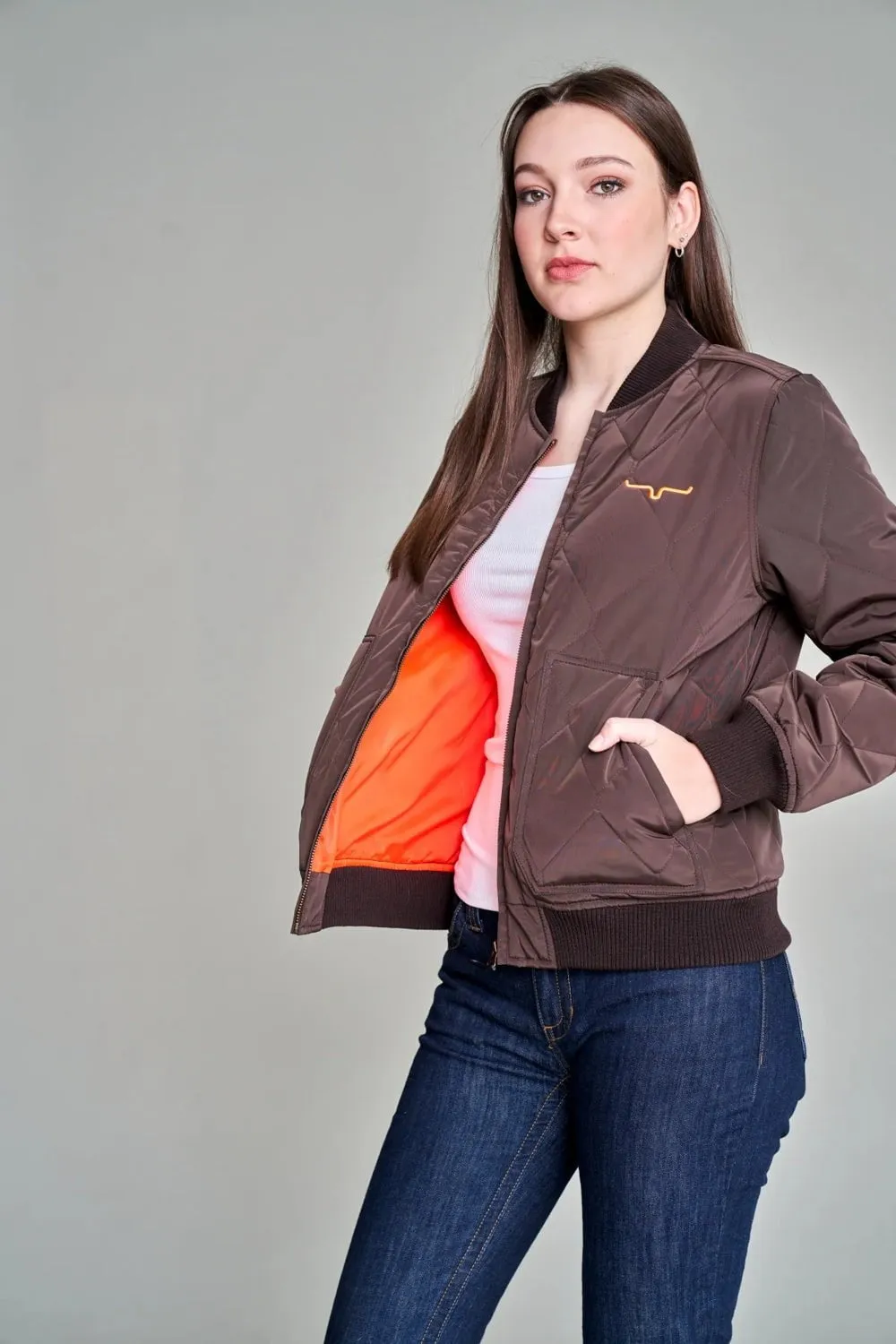 Kimes Ranch Womens Marinos Bomber Brown Polyester Insulated Jacket