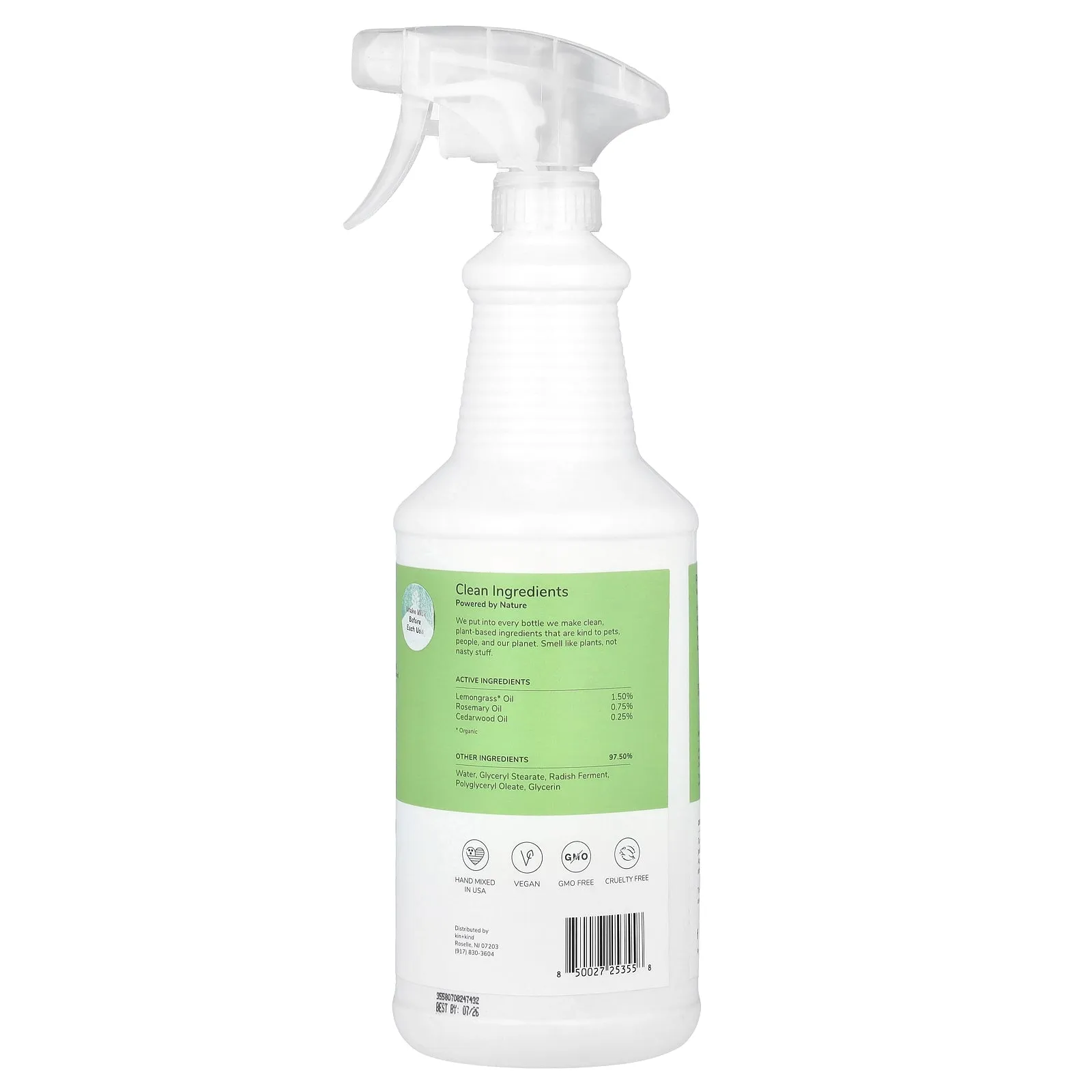 Kin Kind, Flea   Tick Prevent!, Plant Powered Dog   Cat Protect Spray, Lemongrass , 32 fl oz (946 ml)