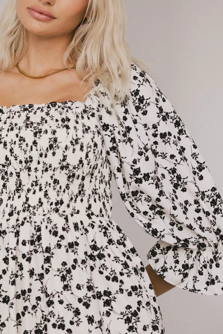 Kiran Floral Maxi Dress in Cream