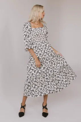 Kiran Floral Maxi Dress in Cream