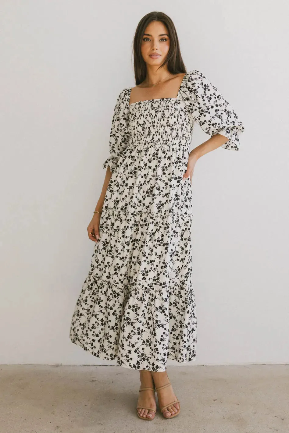 Kiran Floral Maxi Dress in Cream