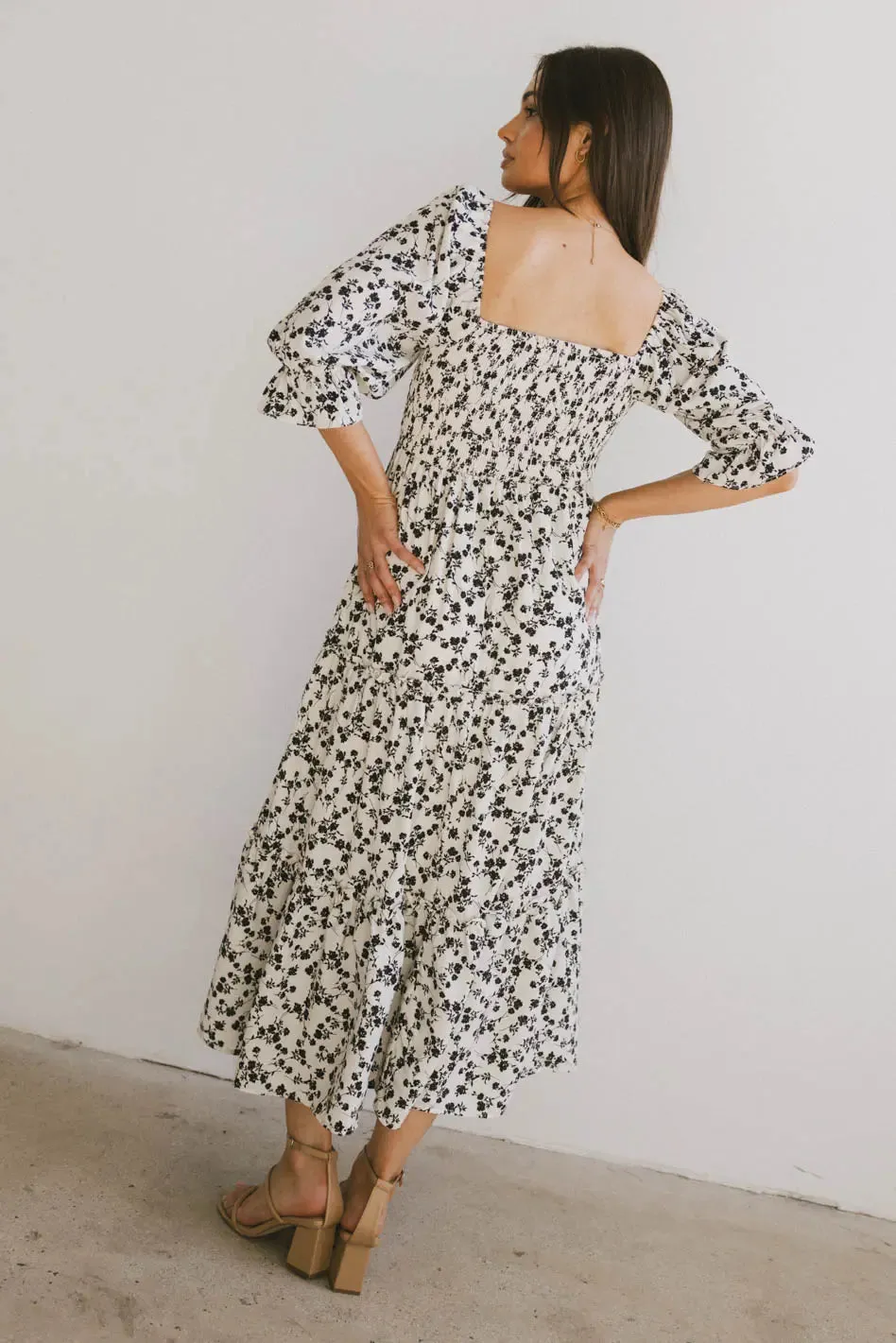 Kiran Floral Maxi Dress in Cream