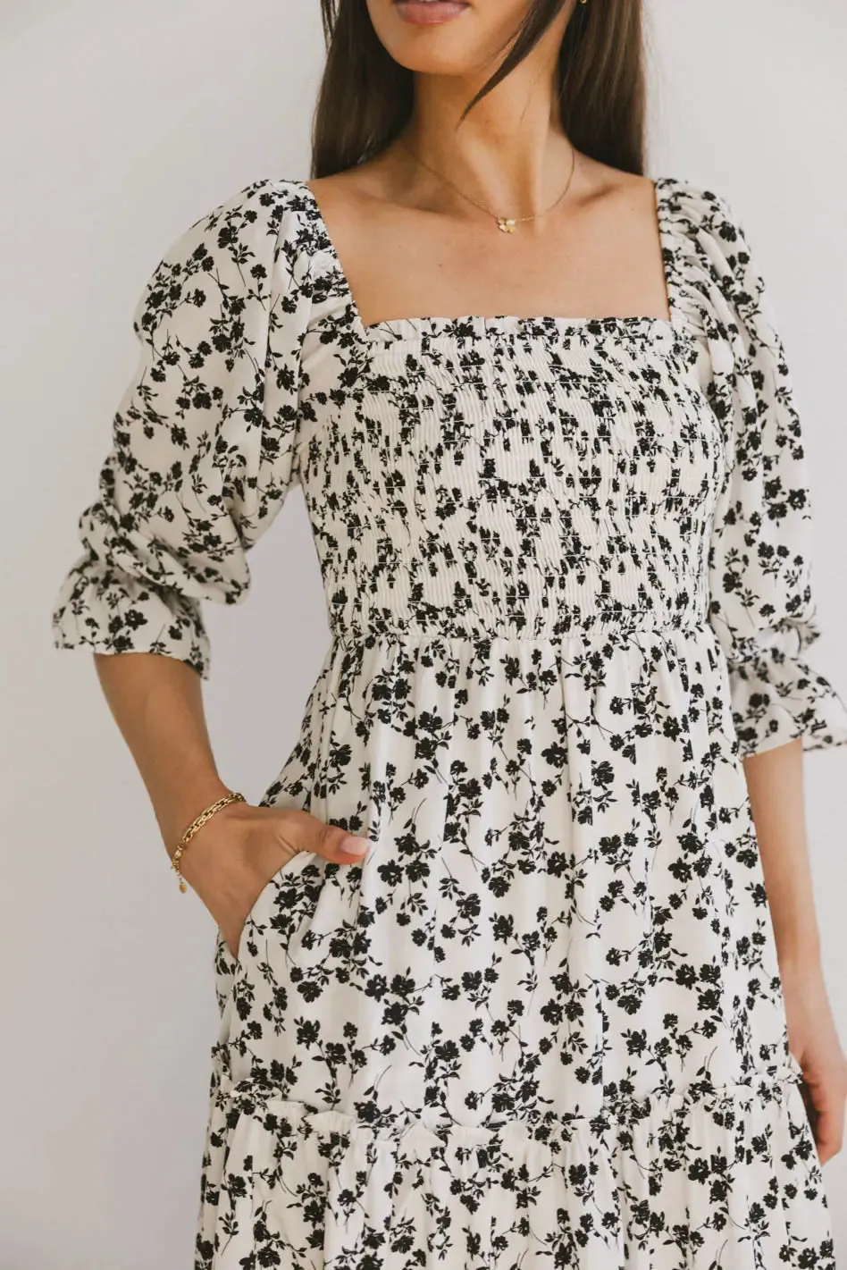 Kiran Floral Maxi Dress in Cream