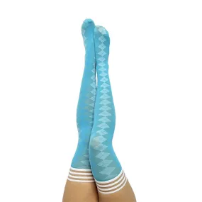 Kixies On Point Collection Par 4 Blue Argyle Thigh-High Stockings Size A
