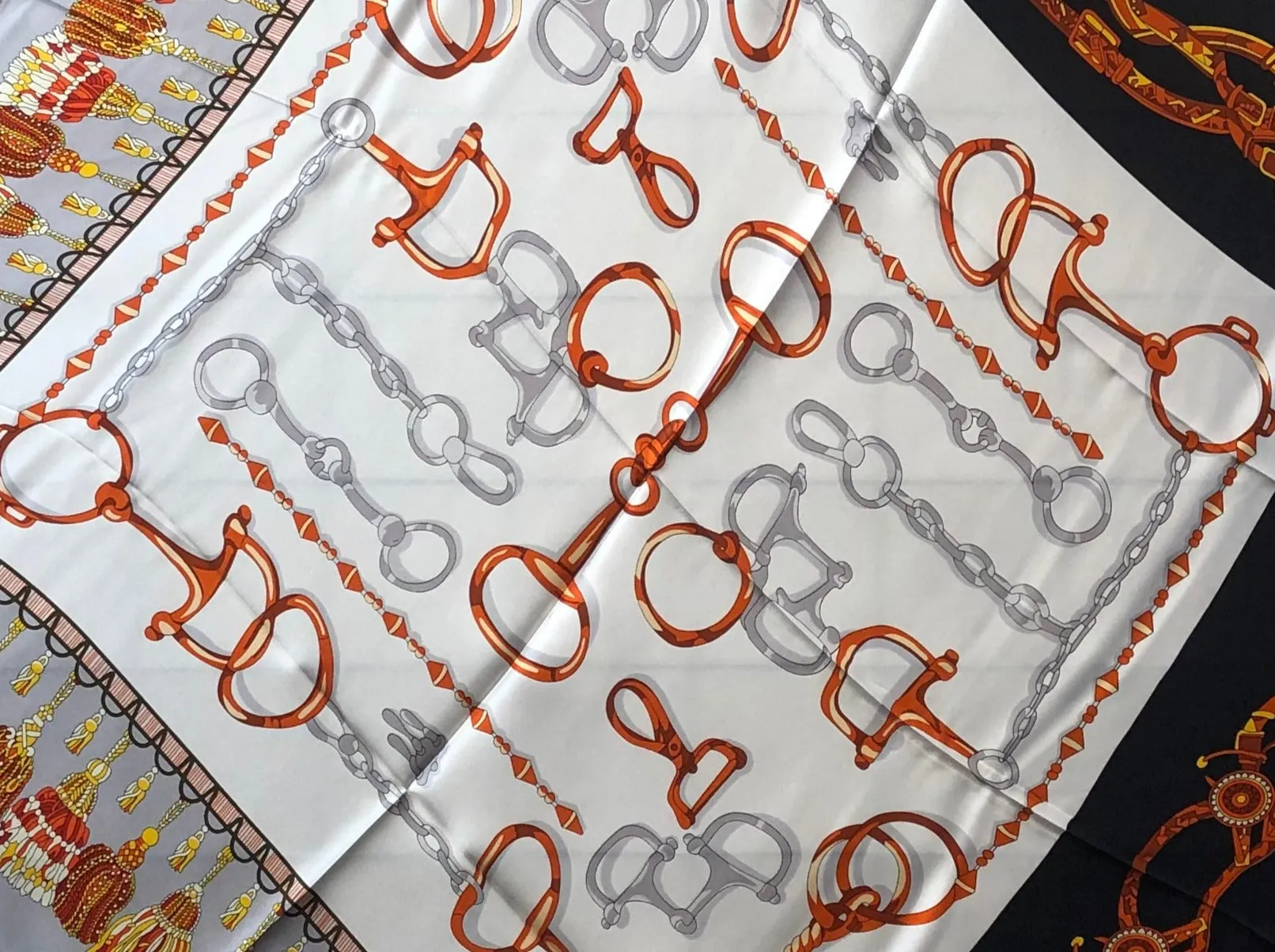Lady's Square Mulberry Silk Scarf, Square 88cm*88cm, Golden Printed