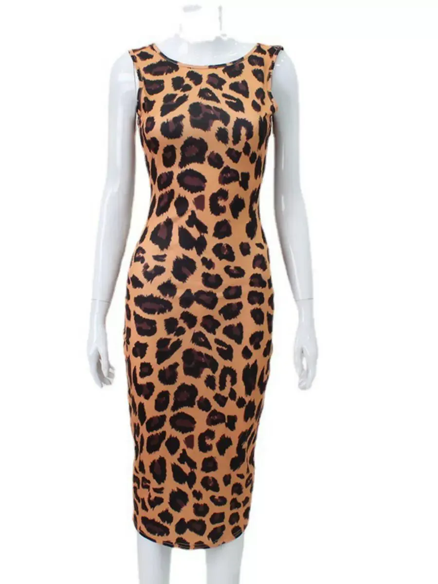 Leopard Print Backless Dress
