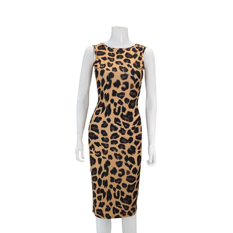 Leopard Print Backless Dress