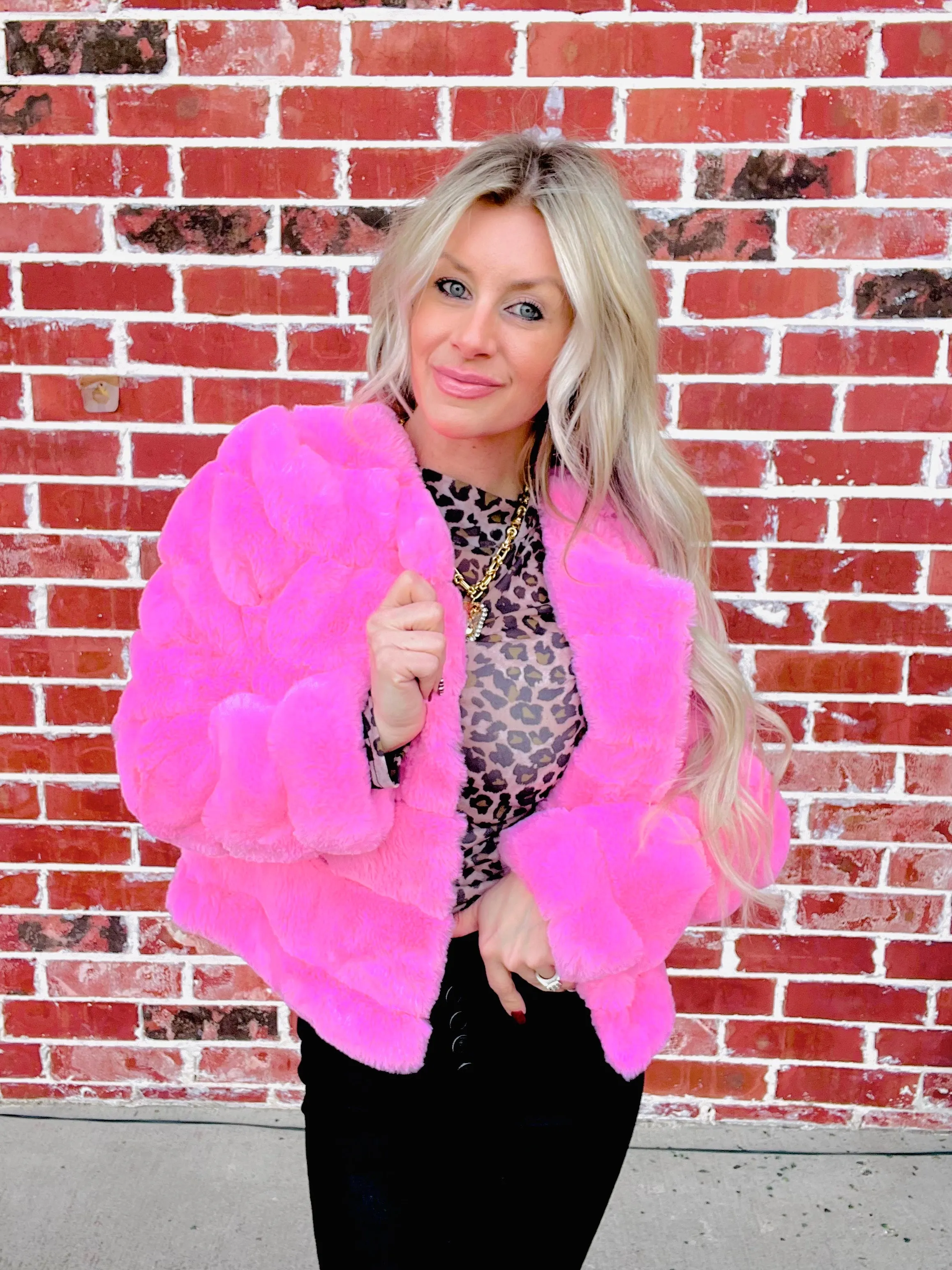Light Barbie Pink Fur Sherpa Jacket