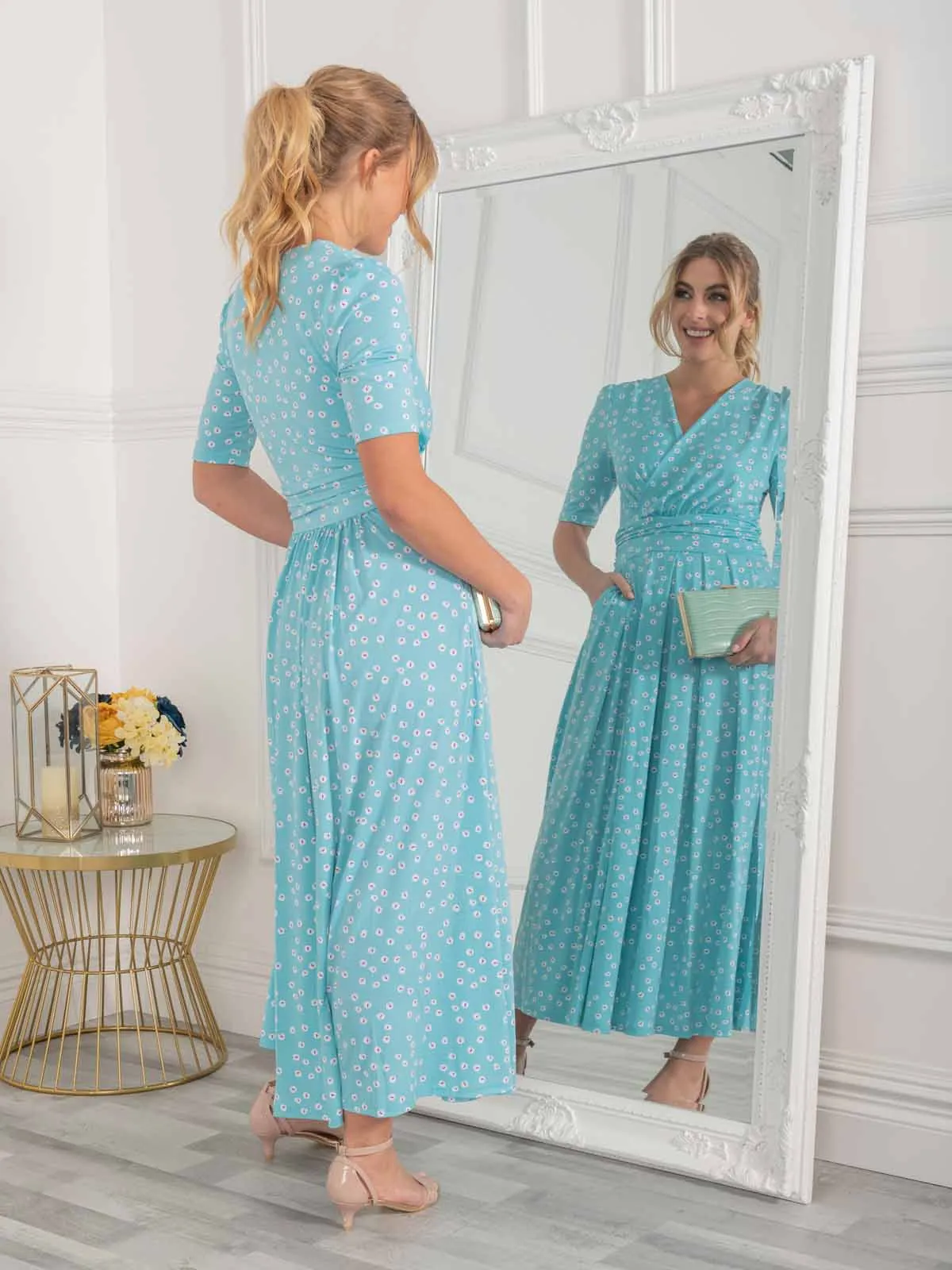 Lyanna Wrap Front Maxi Dress, Green