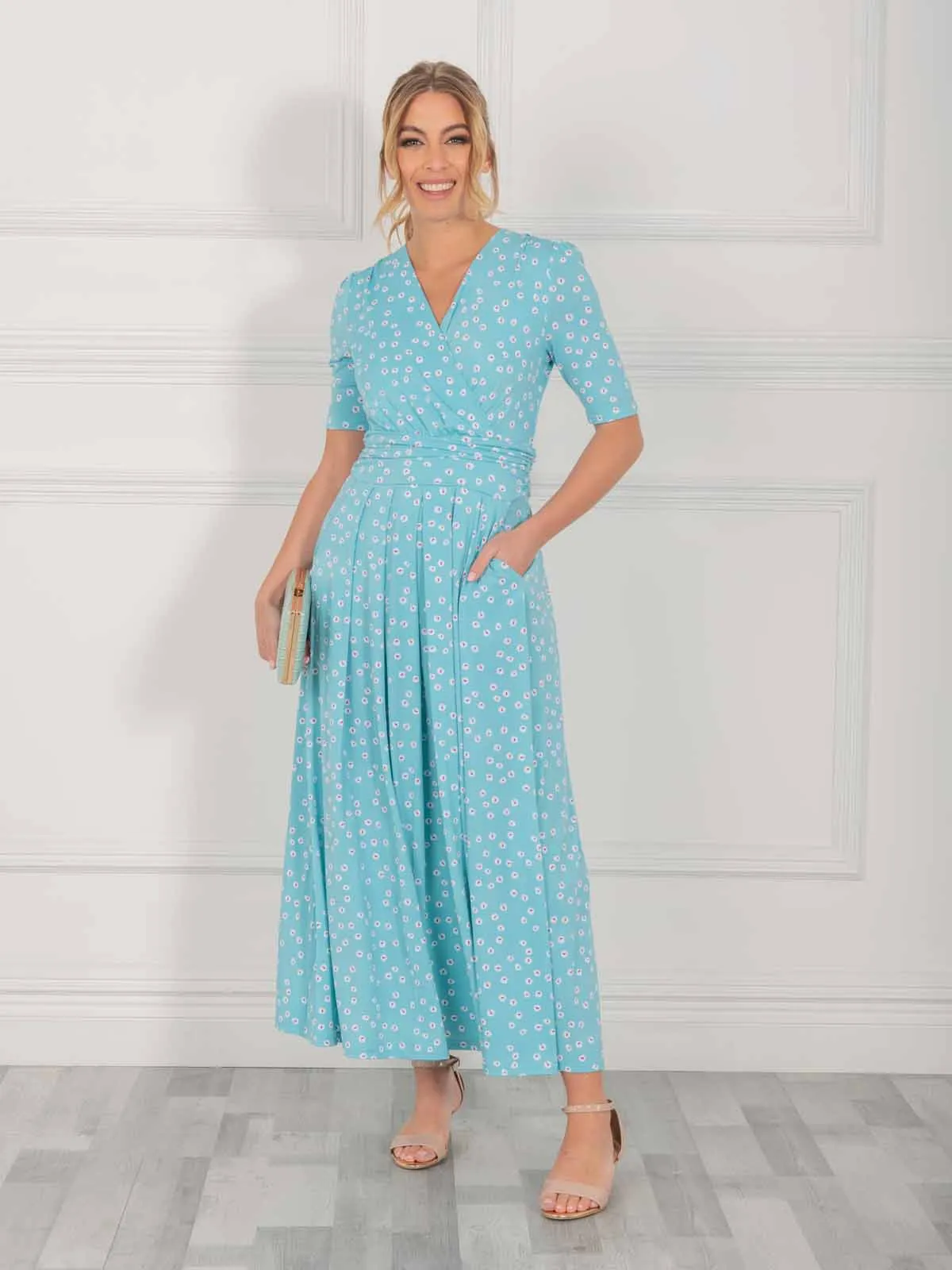 Lyanna Wrap Front Maxi Dress, Green