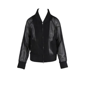 MAISON MARTIN MARGIELA Black Sheer Cotton Bomber Jacket | Size US 6 - IT 38