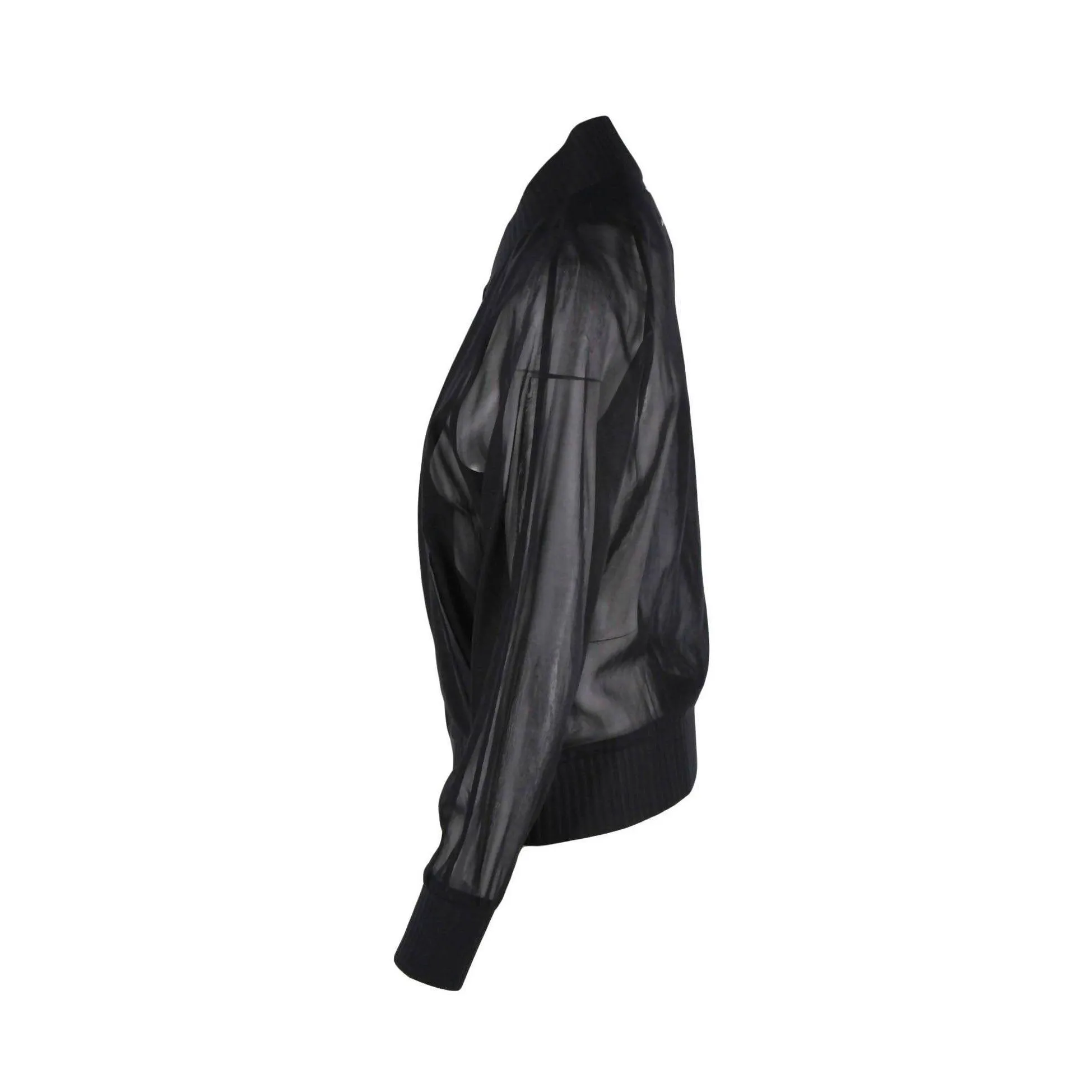 MAISON MARTIN MARGIELA Black Sheer Cotton Bomber Jacket | Size US 6 - IT 38