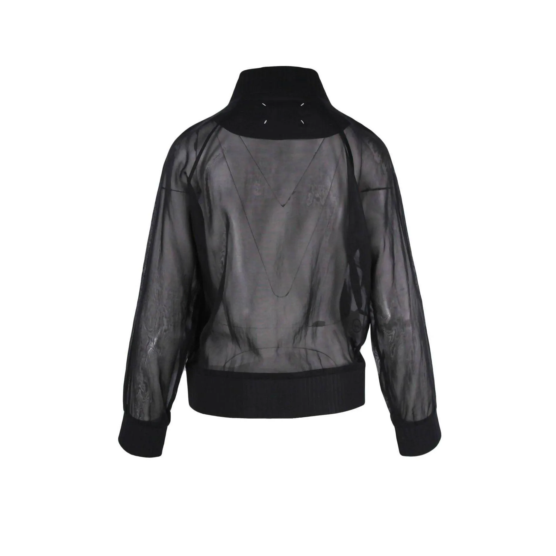 MAISON MARTIN MARGIELA Black Sheer Cotton Bomber Jacket | Size US 6 - IT 38