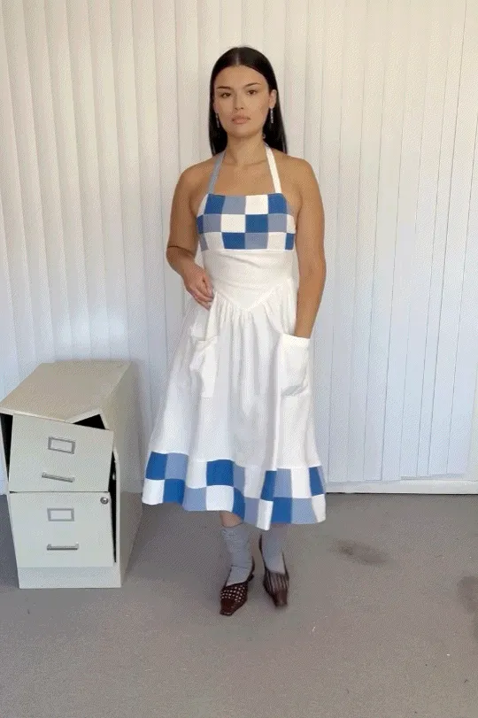 Mama Mia Apron Dress Blue/White