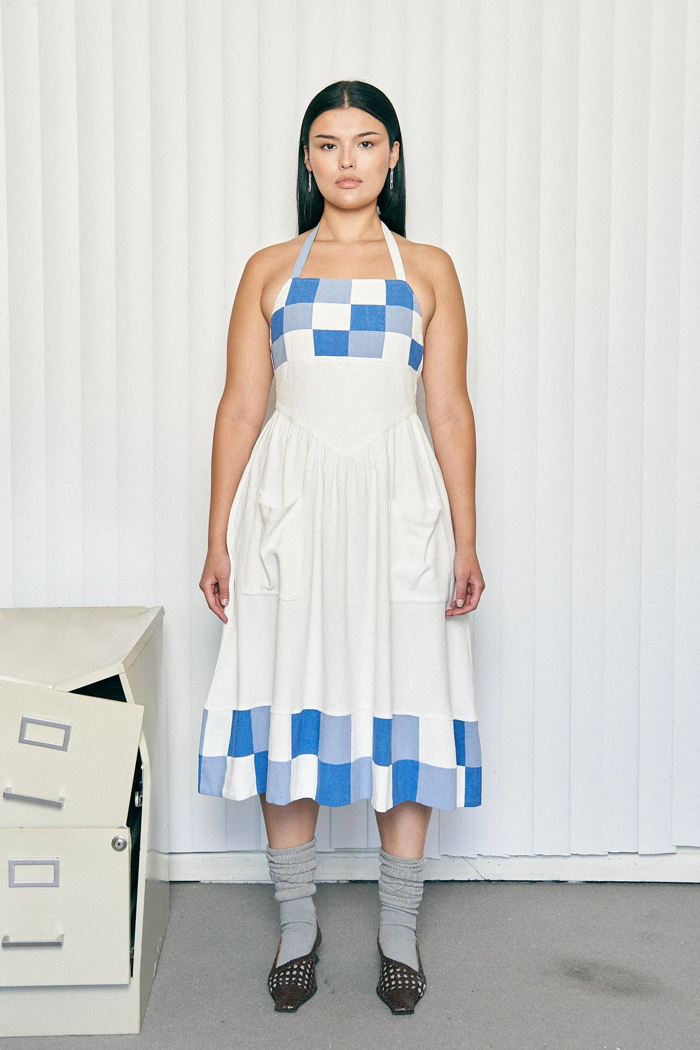 Mama Mia Apron Dress Blue/White
