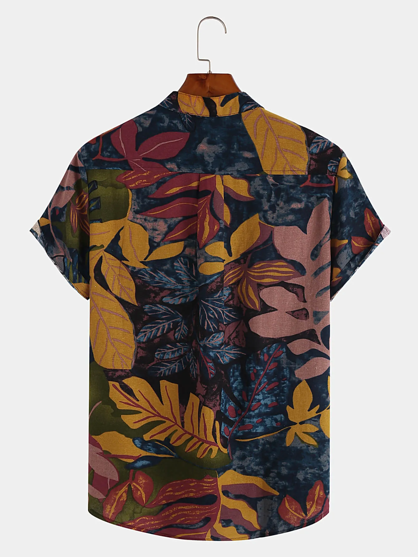 Mens Floral & Plant Pullover Hawaiian Vacation Henley Shirt