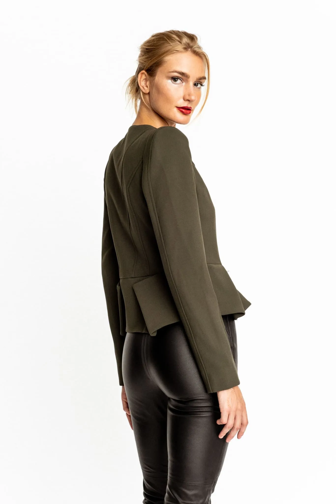 Military Green Peplum Olivia Blazer