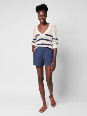 Miramar V Neck Sweater in Wharf Stripe