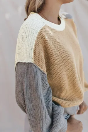 Multicolor Patchwork Loose Fit Chunky Knit Sweater