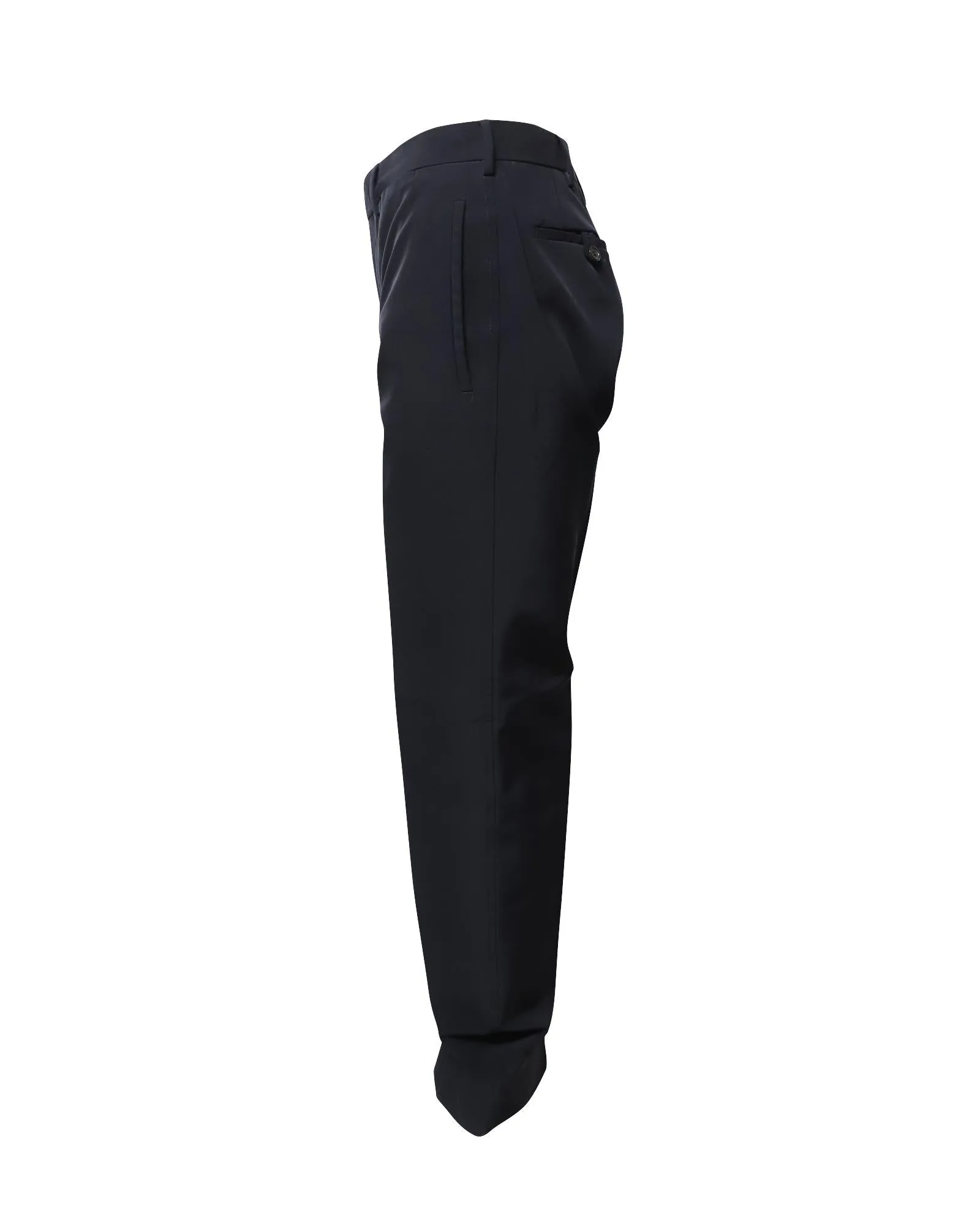 Navy Blue Striped Tailored Wool Trousers