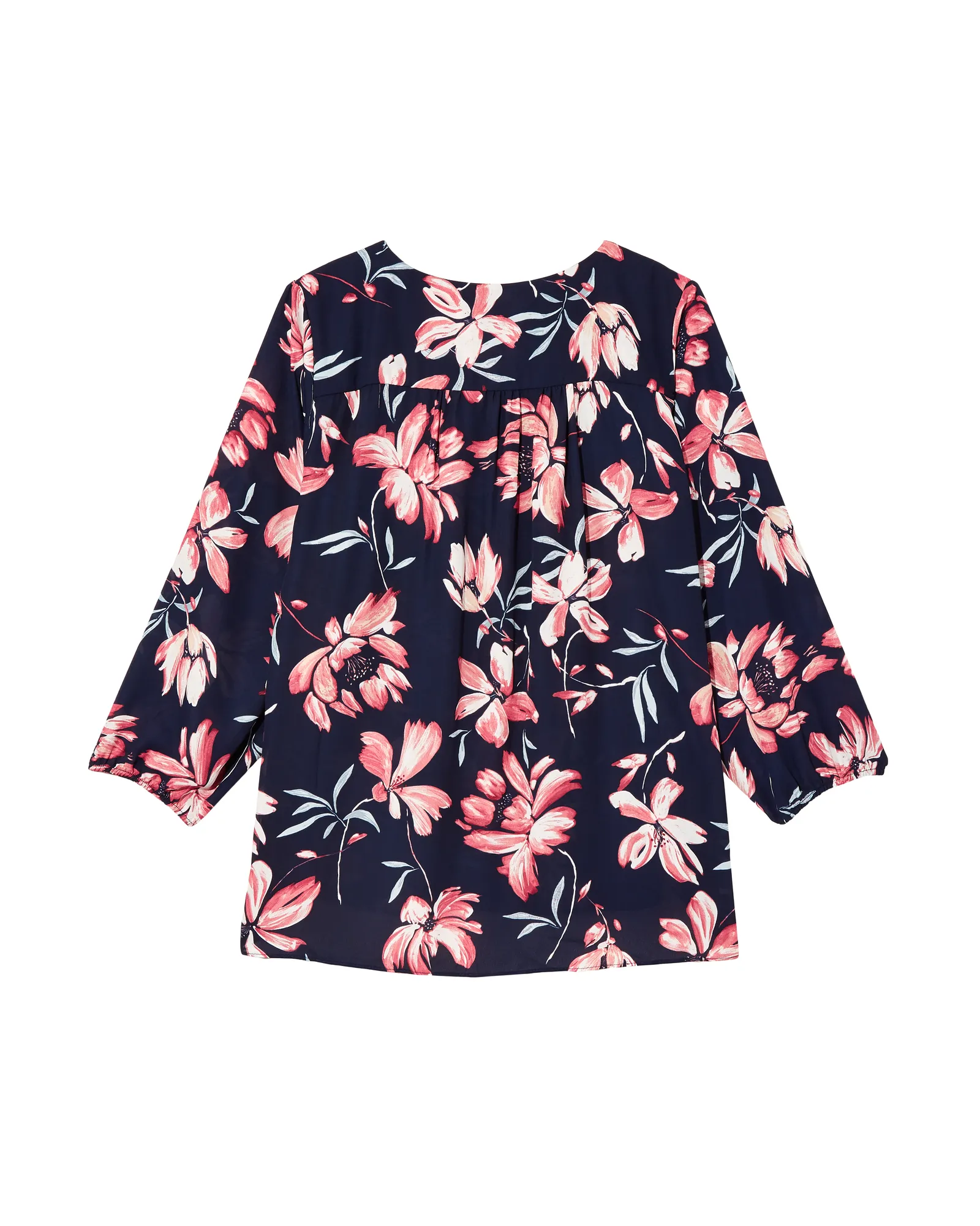 Noeli V Neck Blouse | Navy / Pink